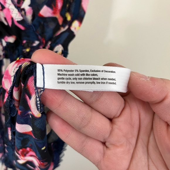 Betsey Johnson Sheer Blue Pink Floral V-Neck Romper Lingerie - Picture 10 of 13